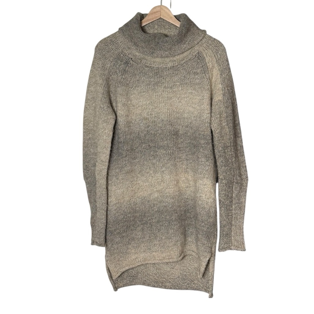Aritzia Wilfred Alpaca Wool Ombre Cowl Neck Oversized Long Sweater Size M Gray